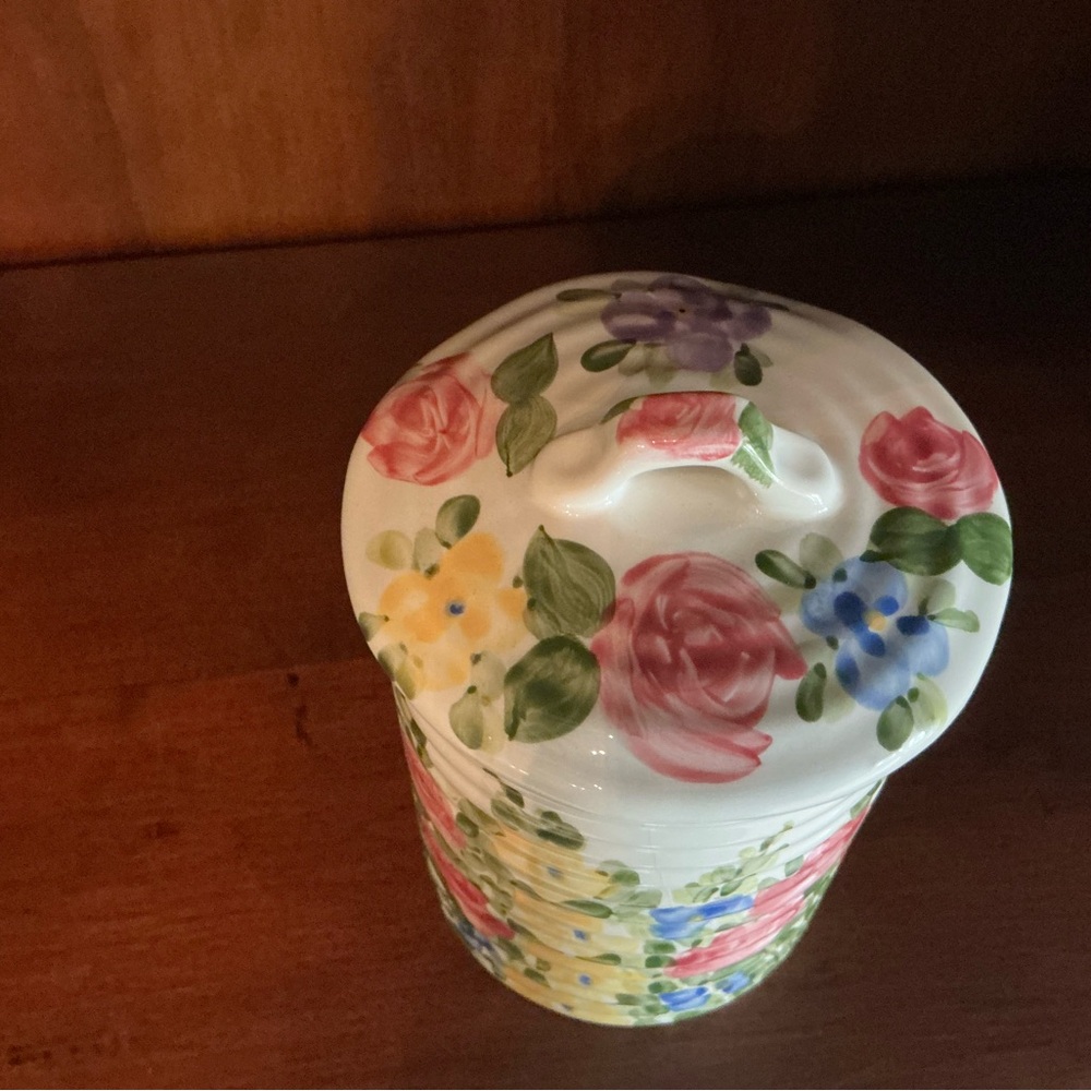 Tabletops Unlimited English Garden 6” Canister w/Lid by Don Swanson - Picture 3 of 4